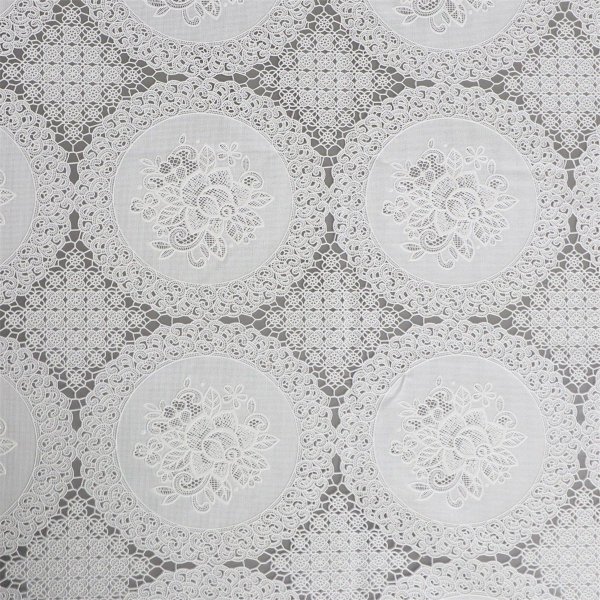Toile cire PVC Dentelle Ronde - Rose blanc