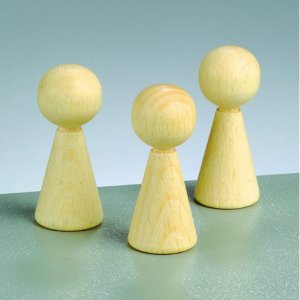 Figurine conique en bois 20 x H 50 mm - paquet de 20 - blanchi Figurine conique en bois 20 x H 50 mm - paquet de 20 - blanchi
