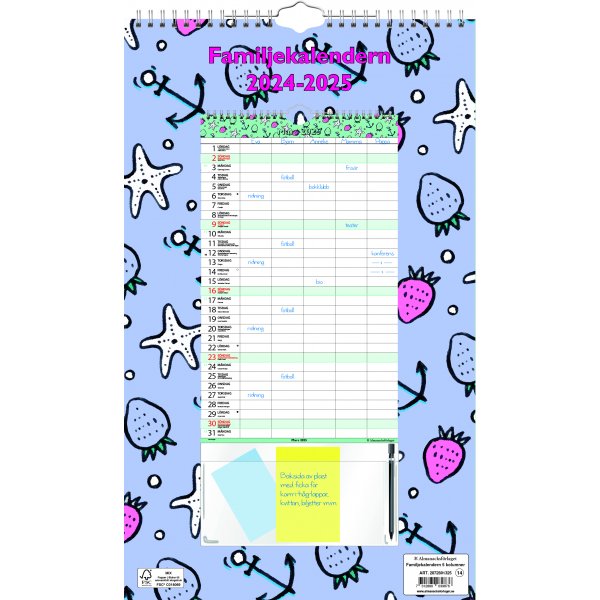 Calendrier mural familial - 5 colonnes - Almanacksfrlaget