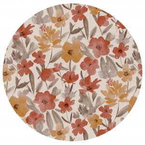 Toile cirée PVC Fleur Ronde - Terre Cuite Toile cirée PVC Fleur Ronde - Terre Cuite