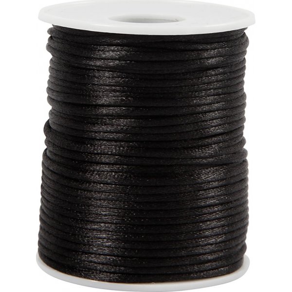 Cordon satin - noir - 50 m