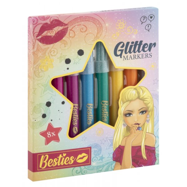 Stylos  paillettes de jolies couleurs, paquet de 8