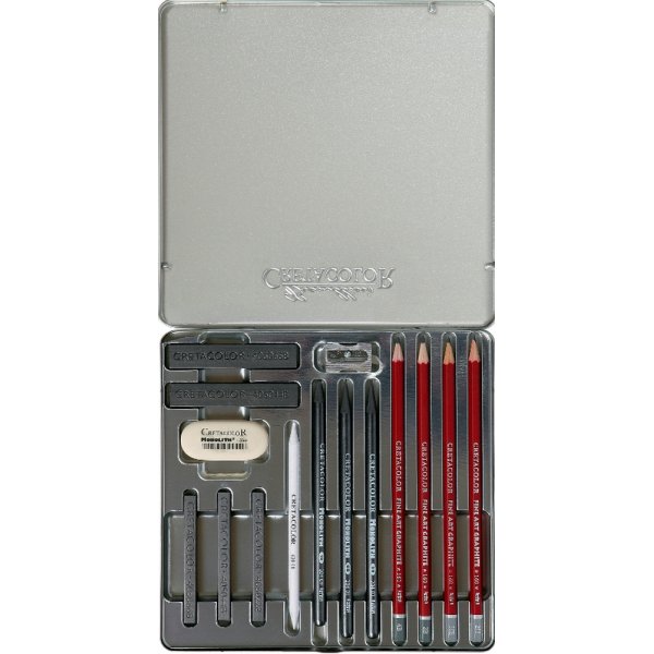 Set de stylos Crayons Cretacolor Bote mtallique - 15 pices