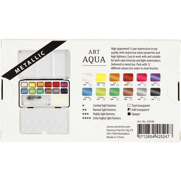 Peintures aquarelle Art Aqua - peintures mtalliques - 12 pcs
