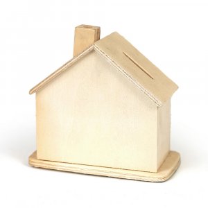 Tirelire en bois non traité Forme Maison - 60x110x100 mm Tirelire en bois non traité Forme Maison - 60x110x100 mm