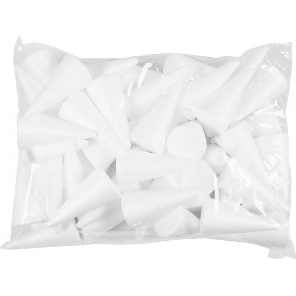 Cônes en polystyrène - blanc - Ø5,5 cm - 50 pcs Cônes en polystyrène - blanc - Ø5,5 cm - 50 pcs