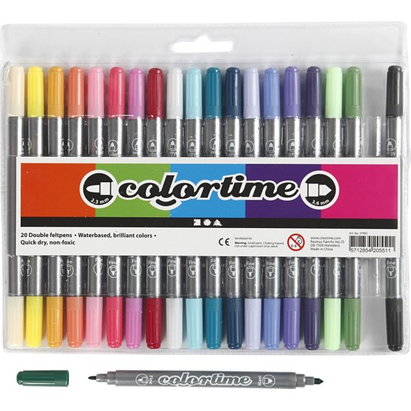 Marqueur Colortime Double - couleurs complémentaires - 20 pcs Marqueur Colortime Double - couleurs complémentaires - 20 pcs