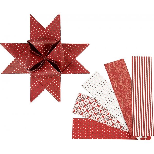 Bandes étoiles - rouge - blanc - Ø18 cm - 40 bandes