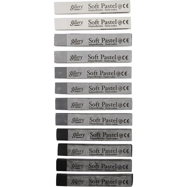 Pastel sec Gallery - harmonie noir/blanc - 12 pcs