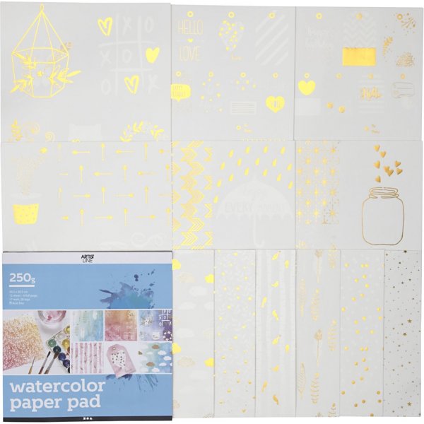 Bloc de coloriage pour aquarelle - blanc - 12 feuilles