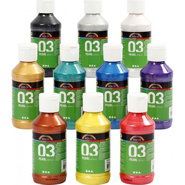 Peinture scolaire Acrylique - Métallisé - couleurs mélangées - métallisé - 10 x 120 ml