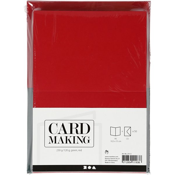 Cartes et enveloppes - vert et rouge - 11,5 x 16,5 cm - 50 sets Cartes et enveloppes - vert et rouge - 11,5 x 16,5 cm - 50 sets