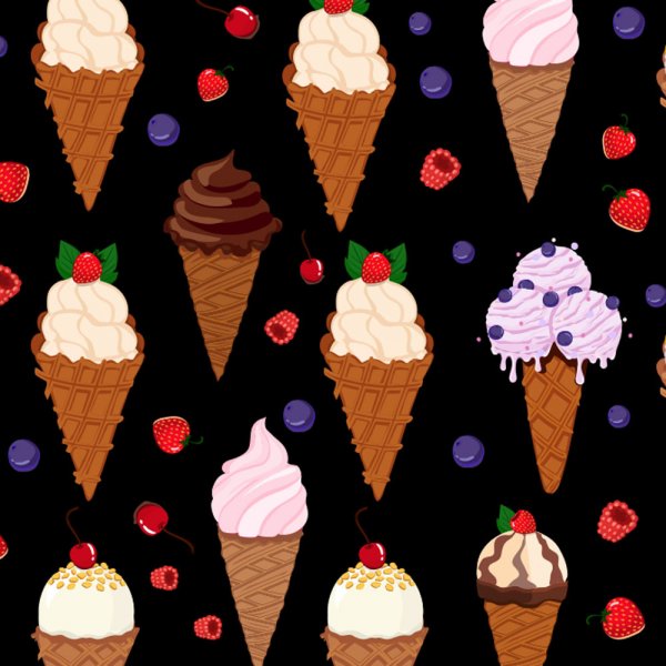 Trik  motifs 150 cm - Glace et chocolat aux baies