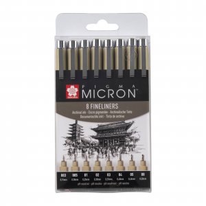 Ensemble Fineliner Pigma Micron - 8 stylos (003, 005, 01, 02, 03, 04, 05, 08) Ensemble Fineliner Pigma Micron - 8 stylos (003, 005, 01, 02, 03, 04, 05, 08)