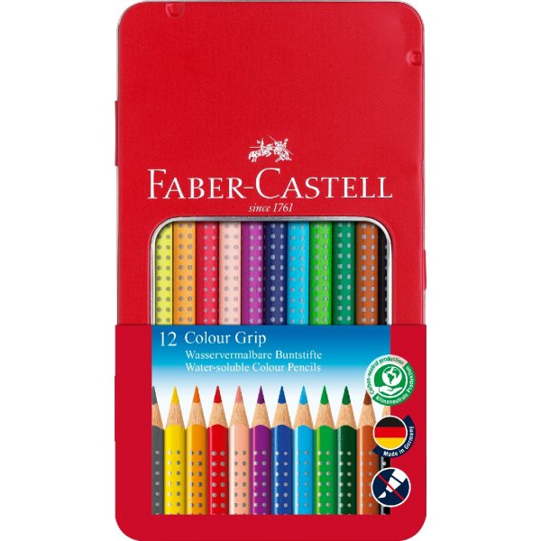 Crayons aquarelle Grip 2001 12 couleurs - tui en mtal