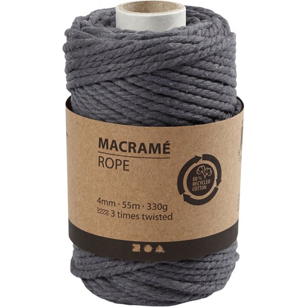 Fil macram - gris - 4 mm - 55 m