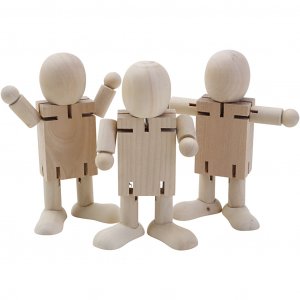Figurines en bois articulées 10,3 x 11 cm, lot de 12 Figurines en bois articulées 10,3 x 11 cm, lot de 12