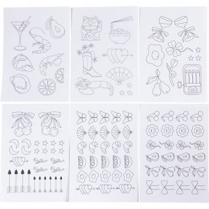 Feuilles de broderie hydrosolubles à motifs décoratifs A5, 6 feuilles Feuilles de broderie hydrosolubles à motifs décoratifs A5, 6 feuilles
