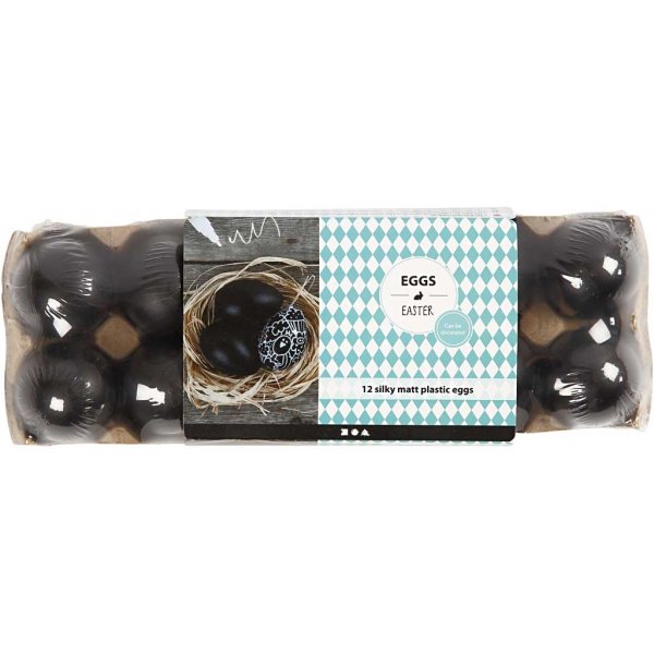 Oeufs en plastique - noirs - 12 pcs