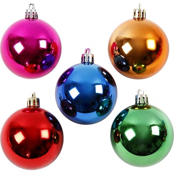 Boules de sapin de Nol - couleurs vives - 6 cm - 20 pcs