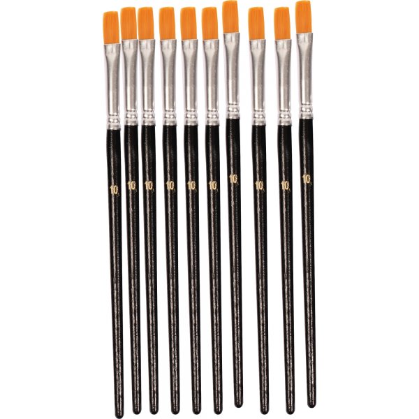 Pinceau synthtique plat n 10 - 10 pcs