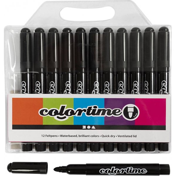 Crayons Colortime - noirs - 5 mm - 12 pcs