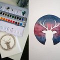 Image client Bloc de carte postale aquarelle