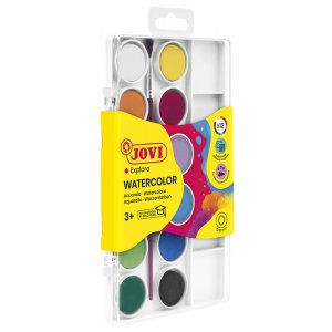 Set aquarelle - Jovi - Kit comprenant 12 gâteaux de couleurs 1 pinceau 1 étui plastique Set aquarelle - Jovi - Kit comprenant 12 gâteaux de couleurs 1 pinceau 1 étui plastique