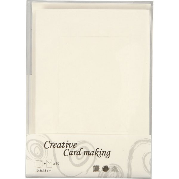 Carte passe-partout avec enveloppe - blanc cass - rectangulaire - 10 sets