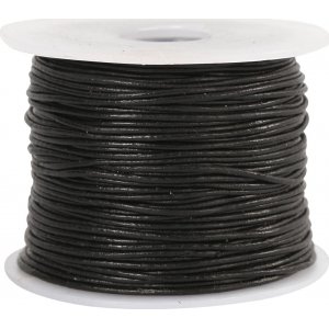 Cordon en cuir - noir - 1 mm - 50 m Cordon en cuir - noir - 1 mm - 50 m