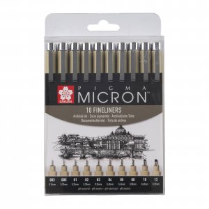 Ensemble Fineliner Pigma Micron - 10 stylos (003, 005, 01, 02, 03, 04, 05, 08, 10, 1) Ensemble Fineliner Pigma Micron - 10 stylos (003, 005, 01, 02, 03, 04, 05, 08, 10, 1)