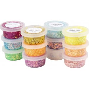 Argile pailletée, couleurs mélangées, 72x20 ml Argile pailletée, couleurs mélangées, 72x20 ml