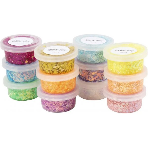 Argile paillete, couleurs mlanges, 72x20 ml