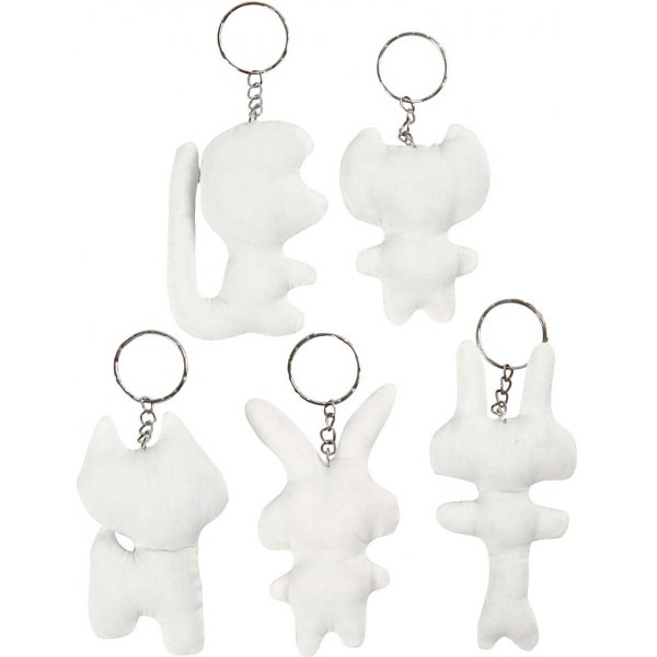 Figurines textiles avec porte-cls - 5 pcs