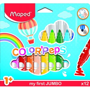 Set de stylos fibre - Maped - Color´Peps 12 stylos jumbo lavables Set de stylos fibre - Maped - Color´Peps 12 stylos jumbo lavables