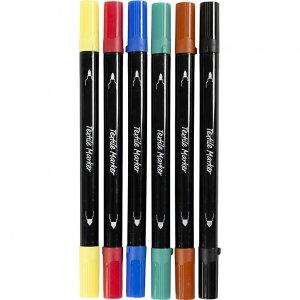 Marqueurs textiles - couleurs standards - 6 pcs Marqueurs textiles - couleurs standards - 6 pcs