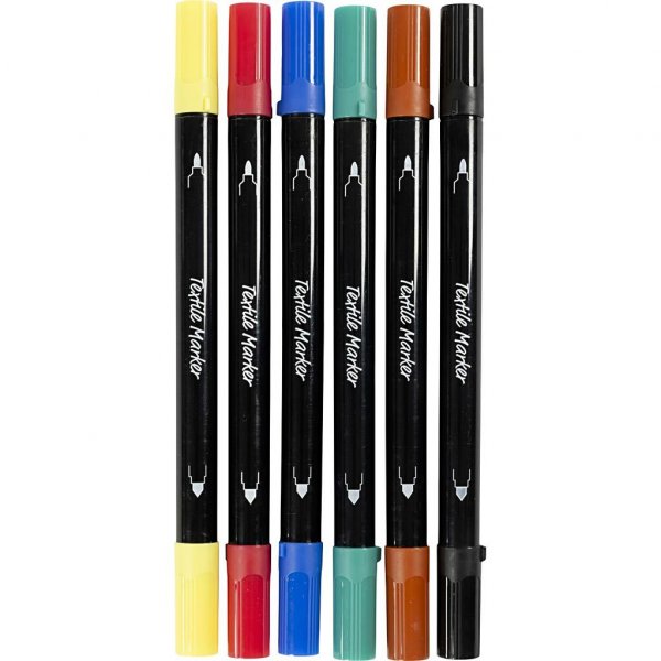 Marqueurs textiles - couleurs standards - 6 pcs Marqueurs textiles - couleurs standards - 6 pcs