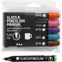 Feutres marqueurs pour verre et porcelaine - couleurs complmentaires - semi opaques - 6 pcs