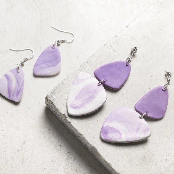 Mini DIY Kit Bijoux, violet clair, Boucles d'oreilles marbrées Mini DIY Kit Bijoux, violet clair, Boucles d'oreilles marbrées
