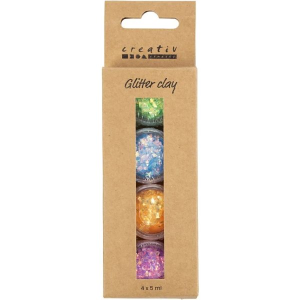 Argile pailletée, couleurs irisées 4x5 ml Argile pailletée, couleurs irisées 4x5 ml