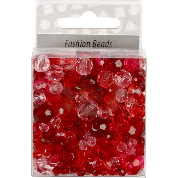Perles plastiques  facettes Harmony - mixtes - harmonie rouge - 45 g