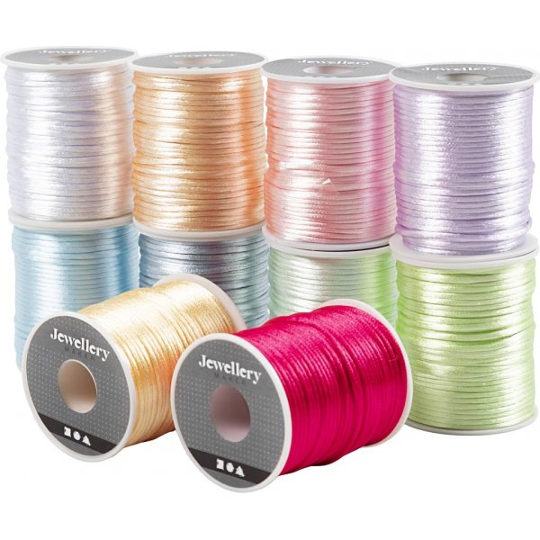 Cordon satin - couleurs pastel - 10 x 50 m Cordon satin - couleurs pastel - 10 x 50 m