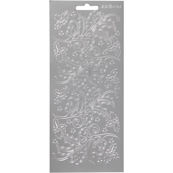 Autocollants - argent - houx - 10 x 23 cm