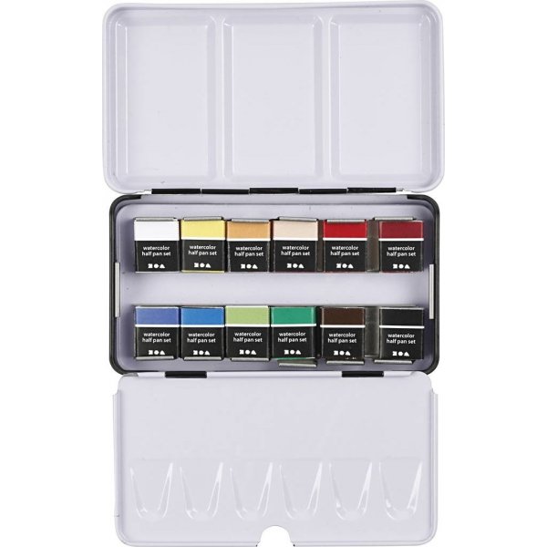 Peintures aquarelle Art Aqua - couleurs standard - 12 pcs