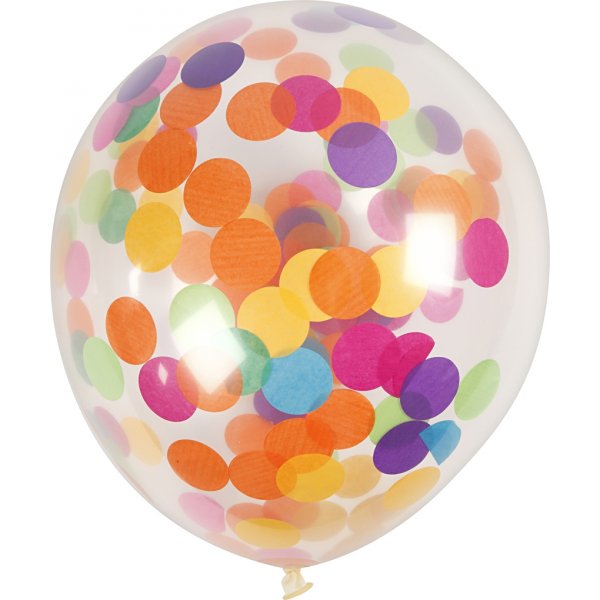 Ballons avec confettis - transparents - Ø23 cm - 4 pcs Ballons avec confettis - transparents - Ø23 cm - 4 pcs