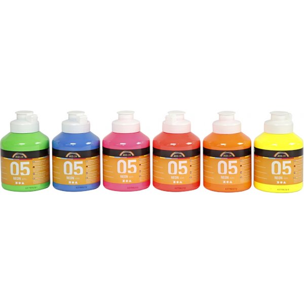 Peinture scolaire - Acrylique - Non - couleurs non - 6 x 500 ml