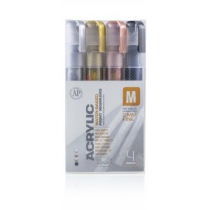 Ensemble de marqueurs acryliques Montana - 2 mm, 4 stylos - Métallisé Ensemble de marqueurs acryliques Montana - 2 mm, 4 stylos - Métallisé