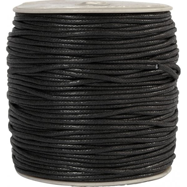 Cordon coton - noir - 100 m - 2 mm