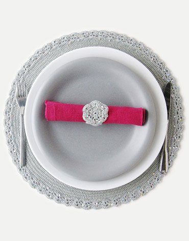 Patron au crochet - Set de table au crochet, rond de serviette, panier rond et carr, dcoration sapin de Nol