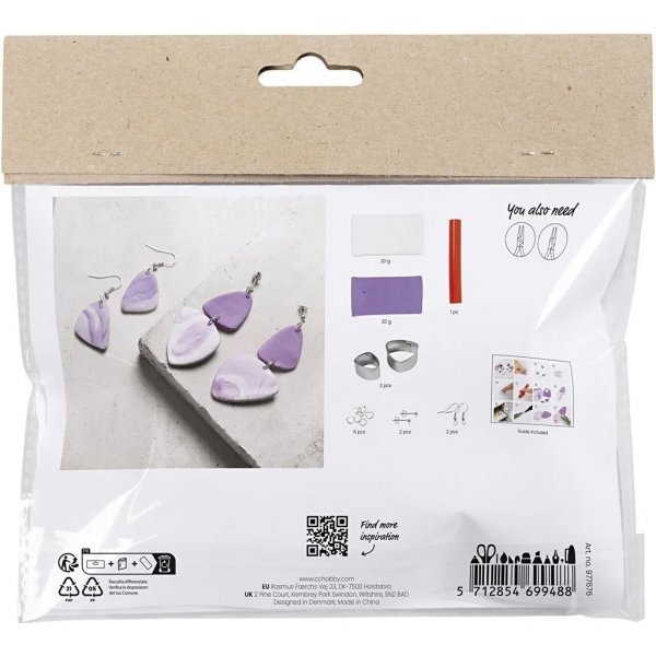 Mini DIY Kit Bijoux, violet clair, Boucles d'oreilles marbrées Mini DIY Kit Bijoux, violet clair, Boucles d'oreilles marbrées